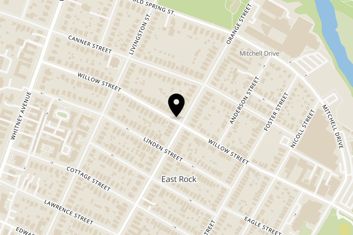 Map showing the location of Caffe Bravo on 794 Orange St in New Haven